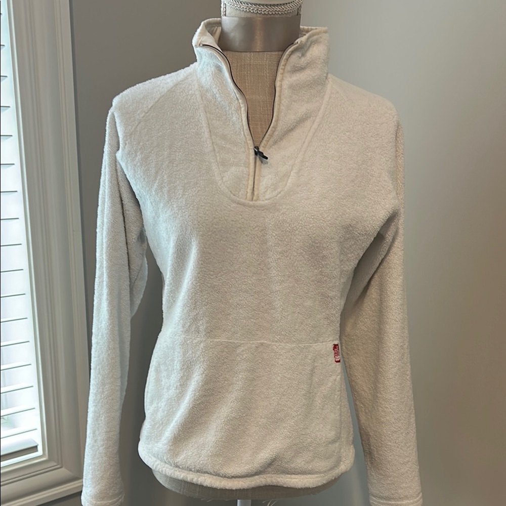 The North Face Womens Cream Quarter-Zip Fleece Pullover
